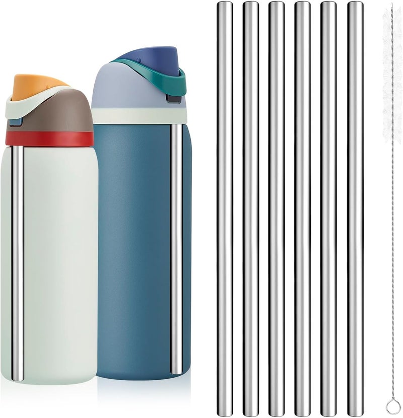 YOUCOX Straw Replacement for Owala Water Bottle 24 oz 32 oz, Reusable Stainless Steel Straws with 1 Cleaner Brush, BPA-free Dishwasher Safe Accessories Compatible with Owala Water Bottle - Image 1